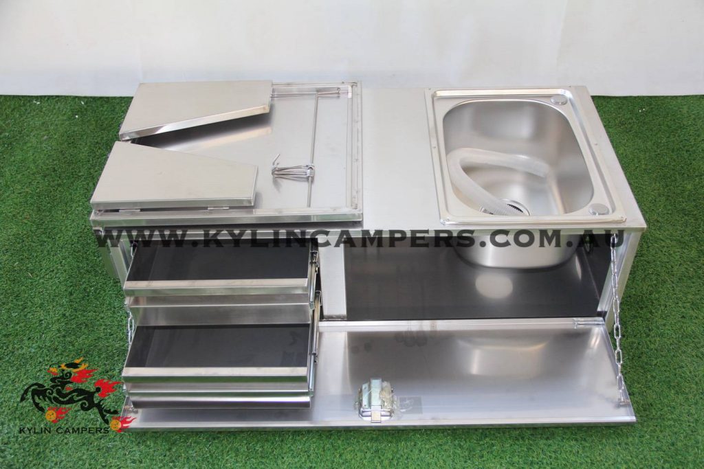 Stainless Steel Tailgate Kitchen For Camper TrailerKylin Campers   IMG 5895 1 1024x683 